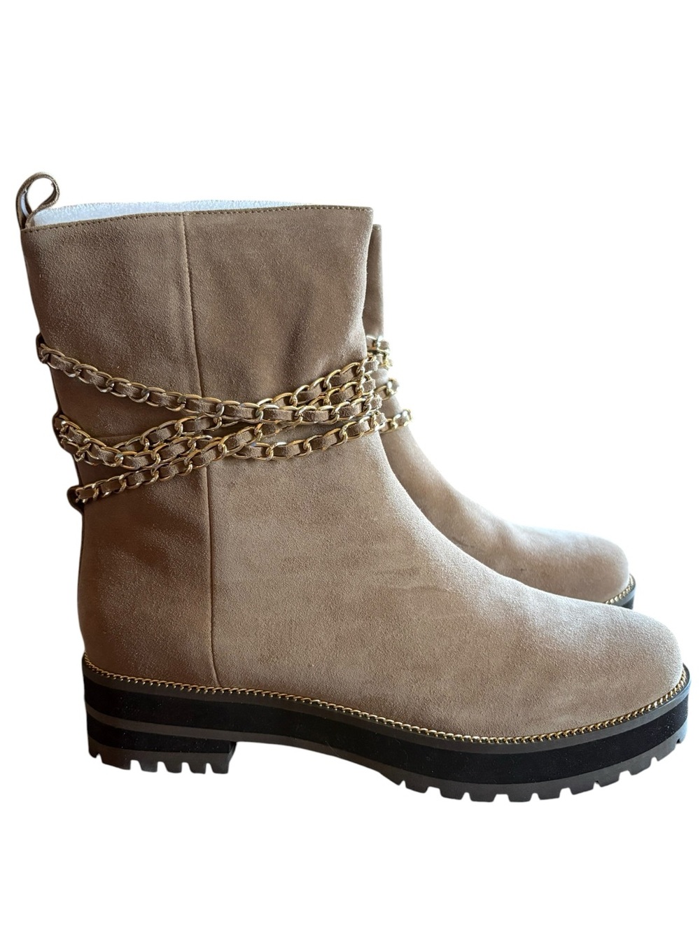 Cecelia New York Misunderstood Chain Boots Suede Lug Sole Size 11 NIB